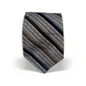 Paco Rabanne‎ Paris Men’s Designer Tie Gray Black Striped Vintage Retro Necktie